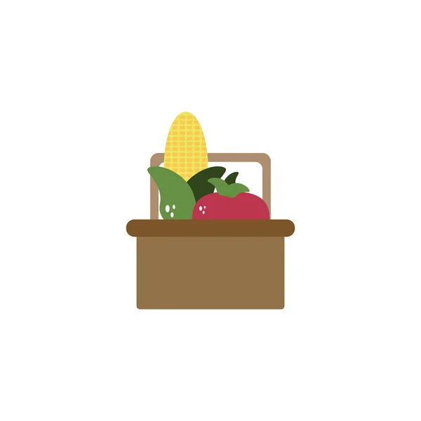 Basket with vegetables flat style icon — стоковый вектор