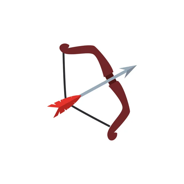 Średniowieczna strzałka łuk płaski styl ikona — Wektor stockowy