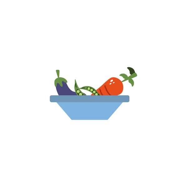 Bowl with vegetables flat style icon — Vetor de Stock