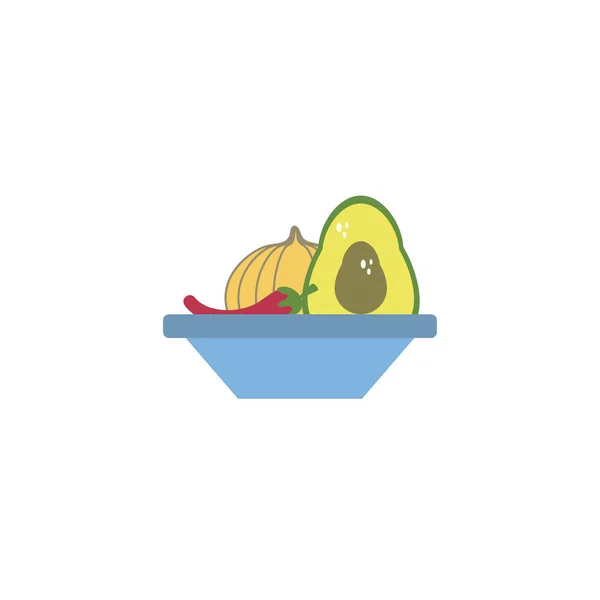 Bowl with vegetables flat style icon — Stockvektor