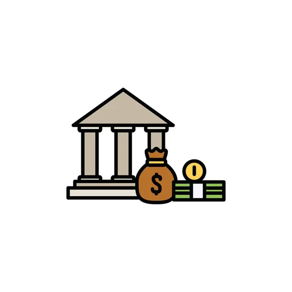 İzole bozuk para paraları çanta ve banka dairesi ve çizgi tasarımı — Stok Vektör