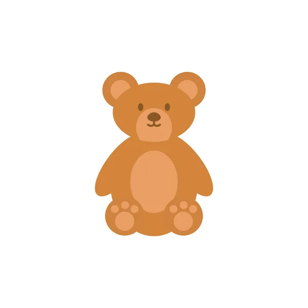 Brinquedo urso animal plana estilo ícone — Vetor de Stock