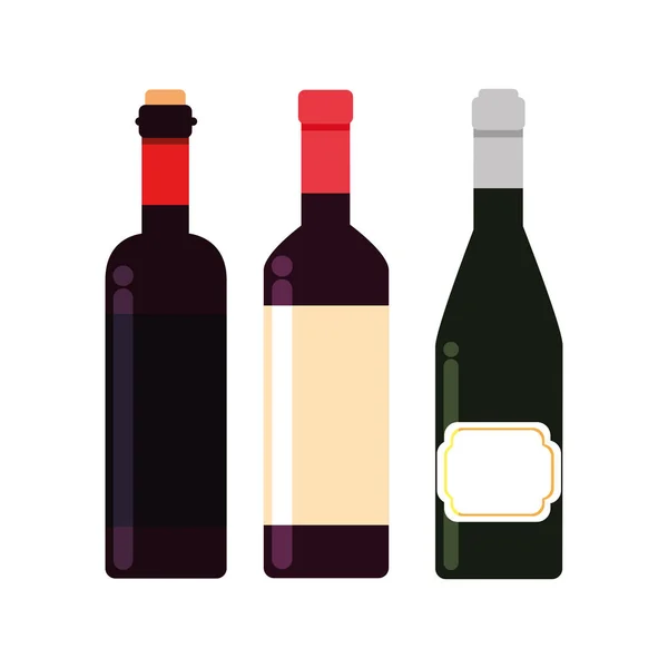 Bouteilles de vin icône de style plat — Image vectorielle