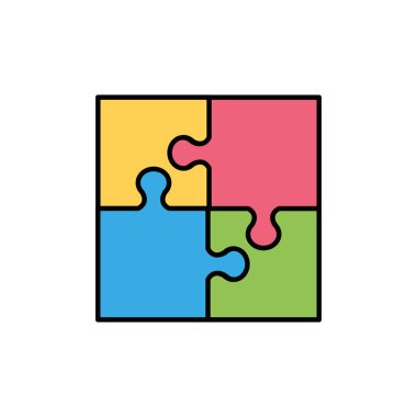 İzole edilmiş yapboz oyunu düz ve satır tasarımı