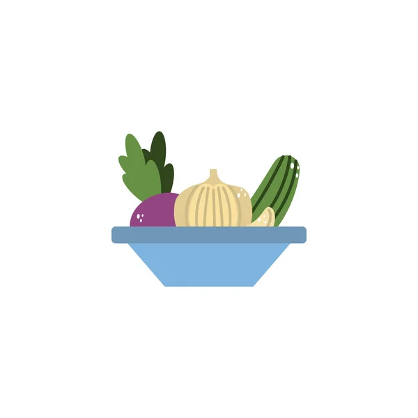 Bowl with vegetables flat style icon — Vetor de Stock