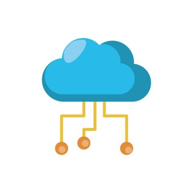 Digital cloud computing icon flat design