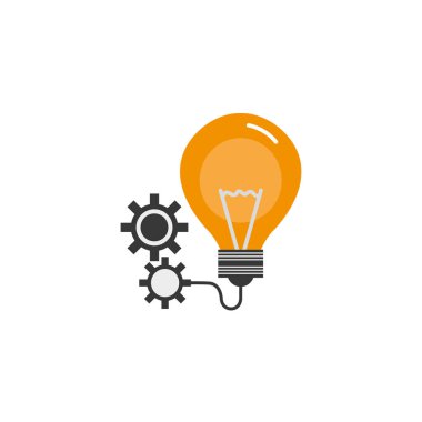 light bulb gears idea icon flat style