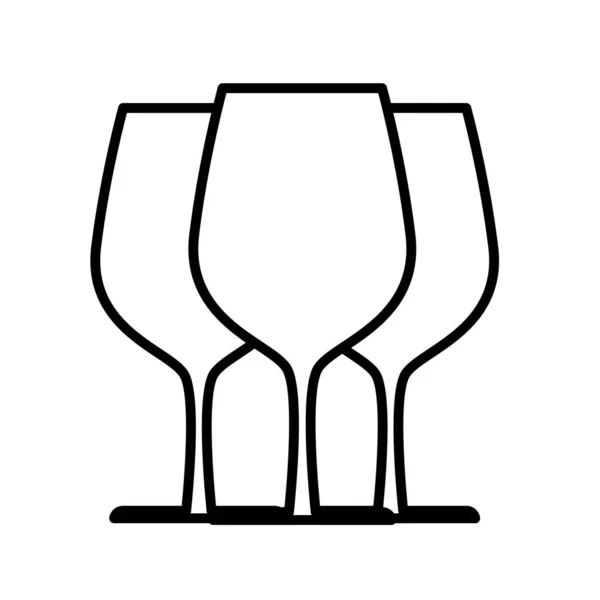 Şarap kadehleri çizgisi tarzı simge — Stok Vektör