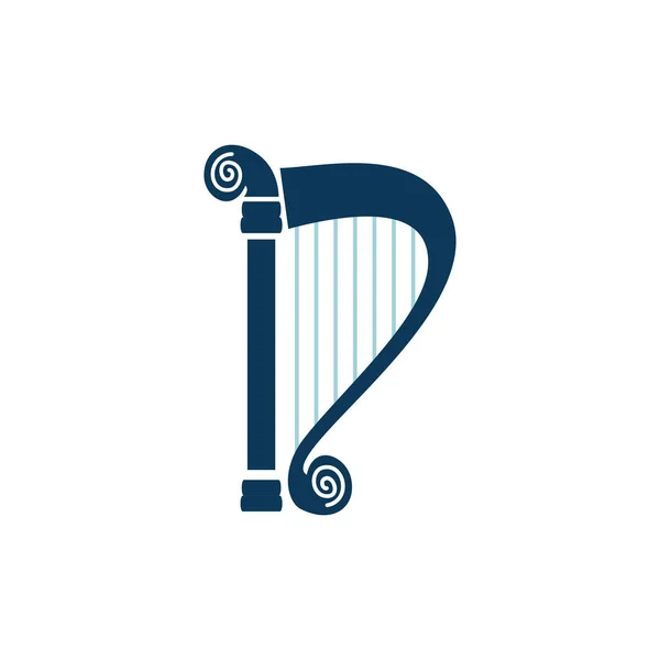 Harp music detailed style icon — Vetor de Stock