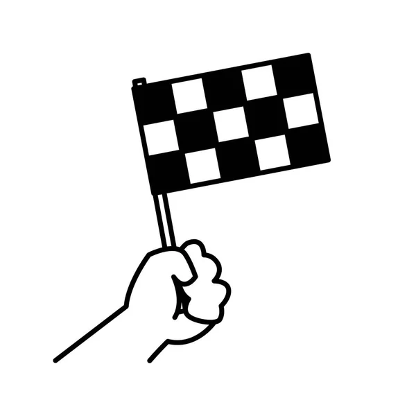 Mão esporte com estilo de linha de bloco de bandeira xadrez — Vetor de Stock
