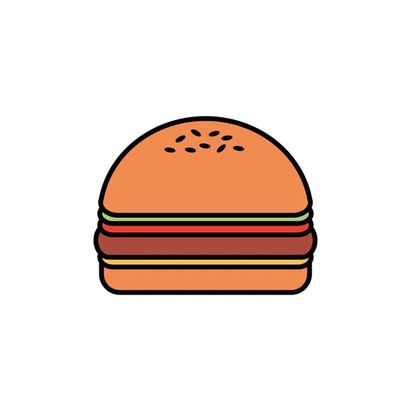 分離されたハンバーガーアイコンの塗りつぶしのデザイン — ストックベクタ