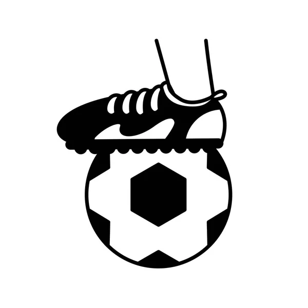 Pie deportivo con balón de fútbol en línea estilo — Vector de stock
