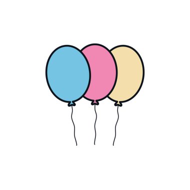 balonlar kutlama partisi çizgisi doldurma tasarımı