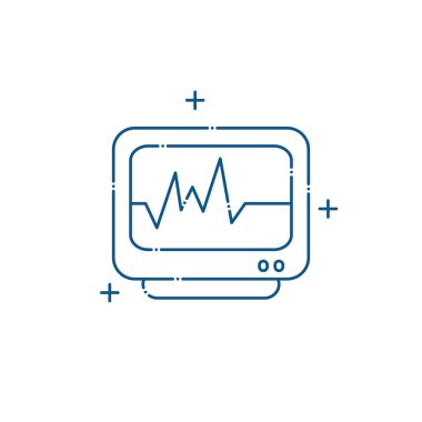 İzole edilmiş tıbbi darbe makinesi simgesi çizgi tasarımı