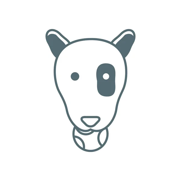 Peque � a cabeza de toro del hoyo del perro con icono de la l � nea del balón. — Archivo Imágenes Vectoriales
