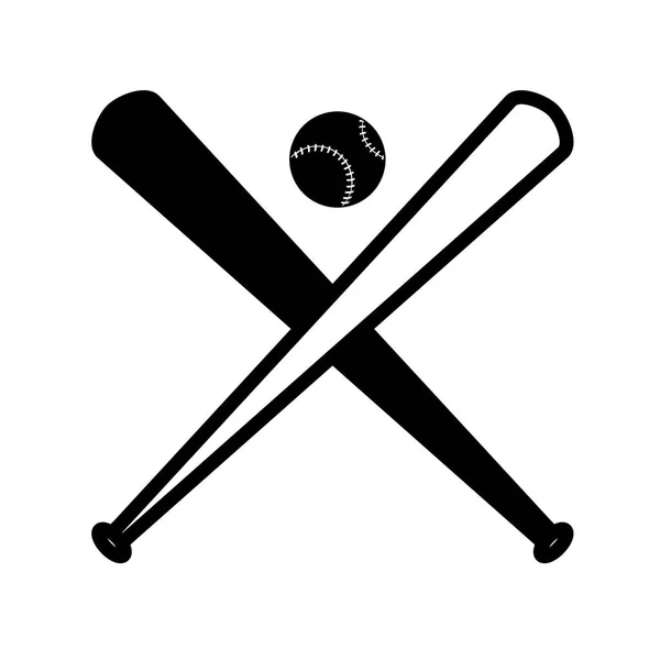 Pipistrelli da baseball sport con linea di blocco palla stile — Vettoriale Stock