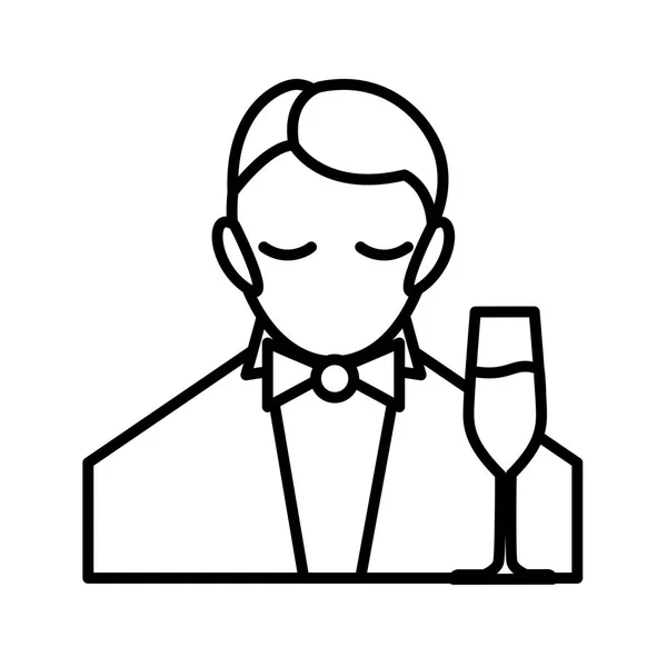 Dégustation de vin avec icône en ligne de coupe — Image vectorielle