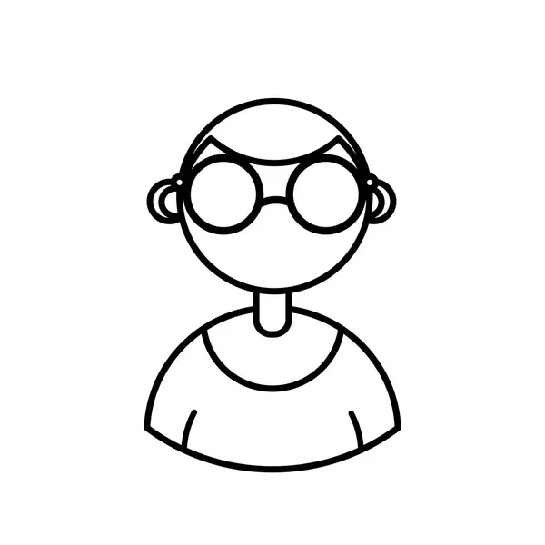 Man character avatar, people line icon — Image vectorielle