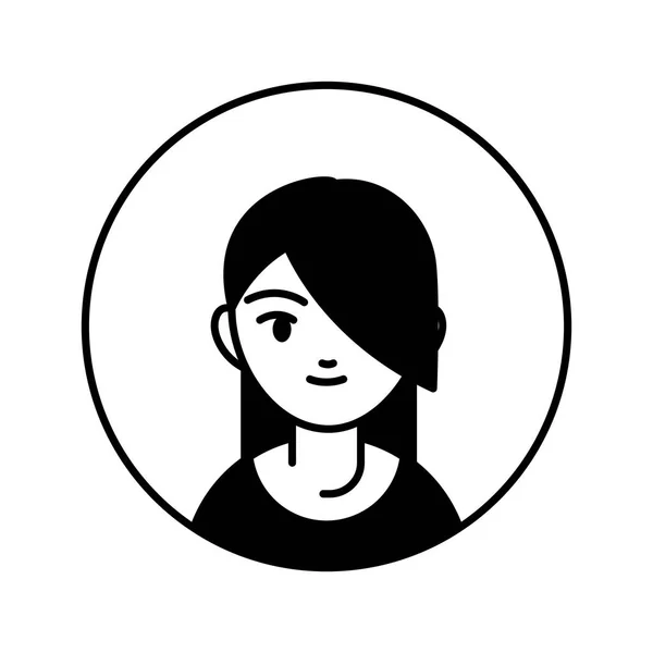 Young woman character , person block line — стоковый вектор