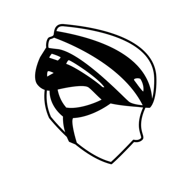 Sportovní hlava s helmou cyklistický blok styl čáry — Stockový vektor