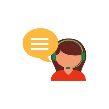 Kulaklık simgesi olan izole bir kadın.