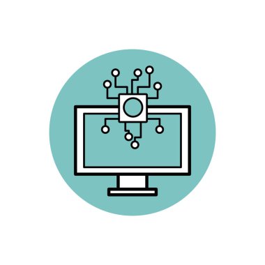 Dijital anakart ve bilgisayar simgesi blok tasarımı