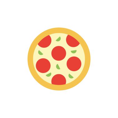 İzole pizza ikonu düz tasarım
