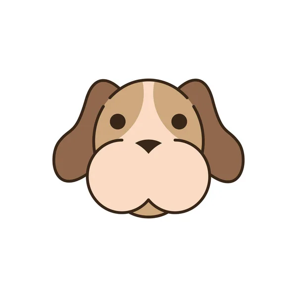 Aranyos kis tacskó fej kutya töltse stílus ikon — Stock Vector