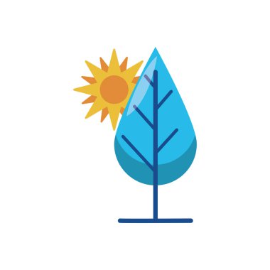Isolated season tree and sun icon flat design