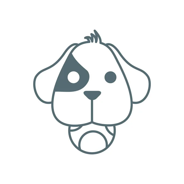 Cute little dachshund head with ball dog line style icon — Vettoriale Stock