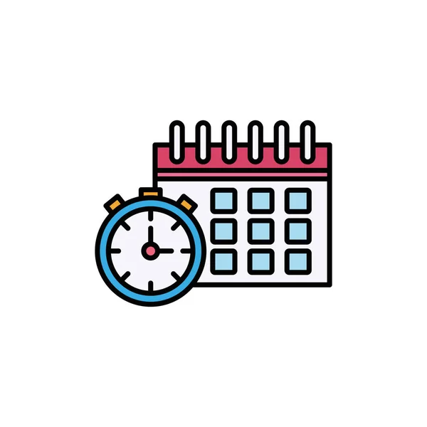 Chronometer and calendar flat and line design — Stock Vector