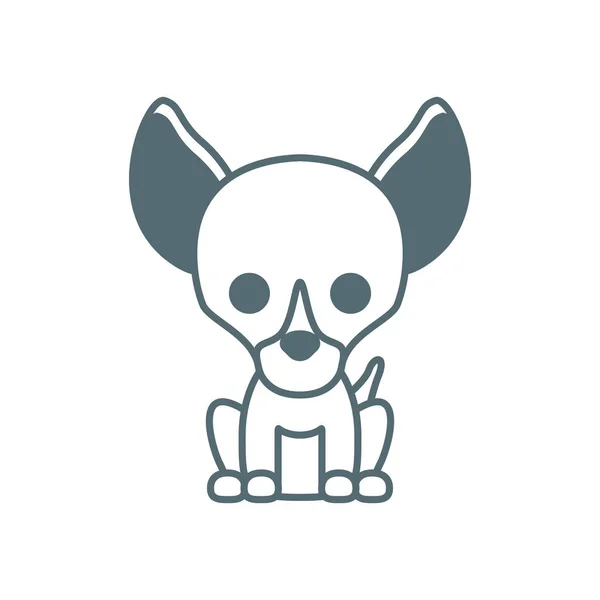 Cute little dog chihuahua line style icon —  Vetores de Stock