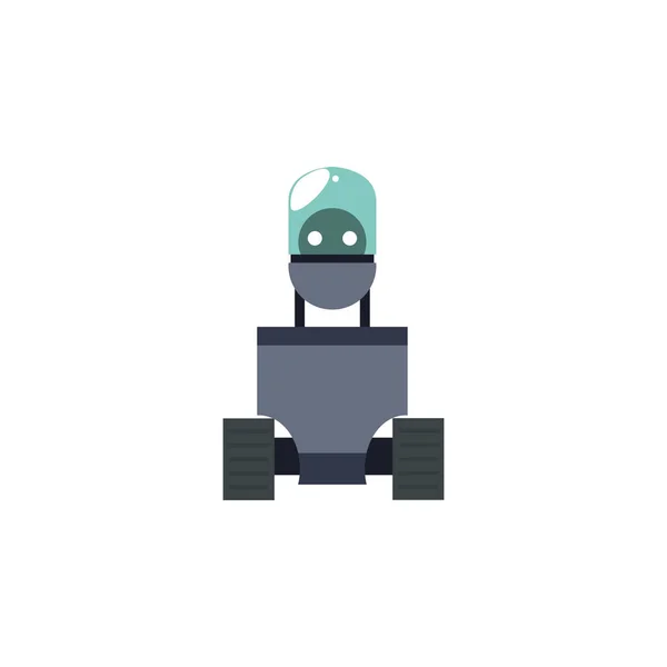 Robot with wheels flat style icon — Vector de stock