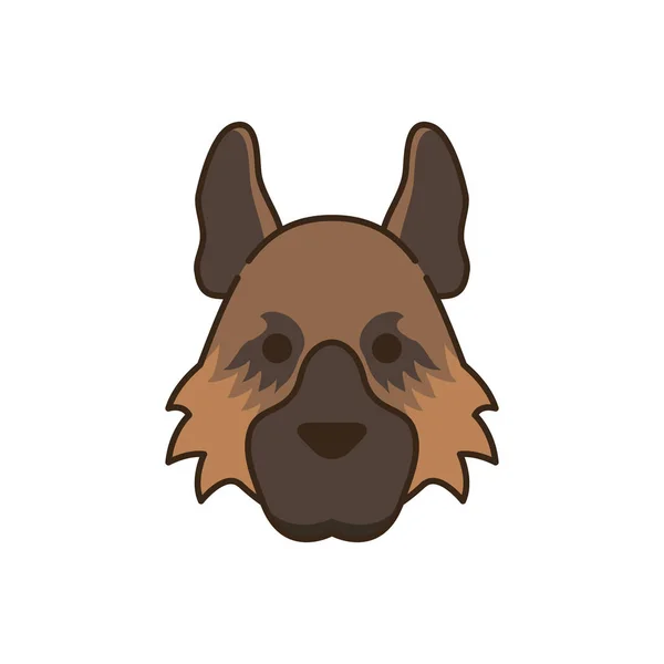 Cute little dog German shepherd head fill style icon — Image vectorielle