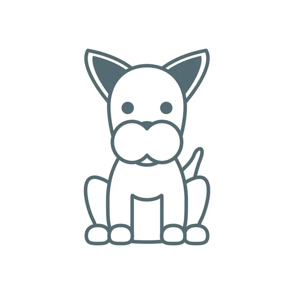 Cute little dog boxer line style icon — стоковый вектор