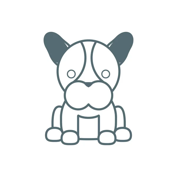 Cute little dog french bulldog line style icon — Vettoriale Stock