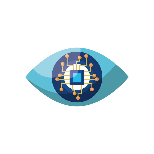 Digital eye and motherboard icon flat design — Image vectorielle