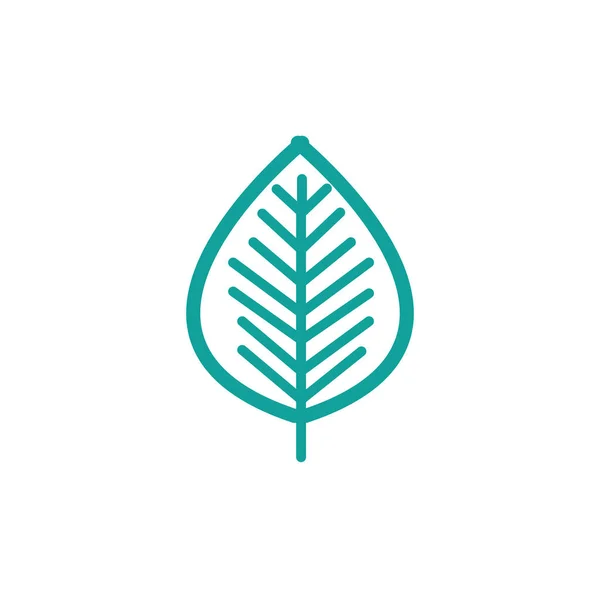 Hoja de icono de la naturaleza foliage línea verde — Vector de stock