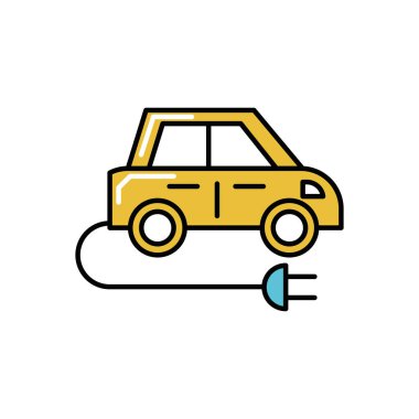 İzole edilmiş eko araba simgesi çizgi tasarımı