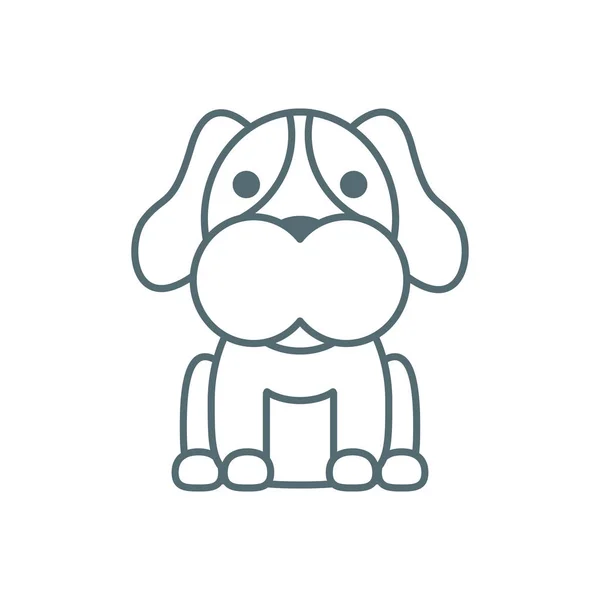 Cute little dachshund dog line style icon — ストックベクタ