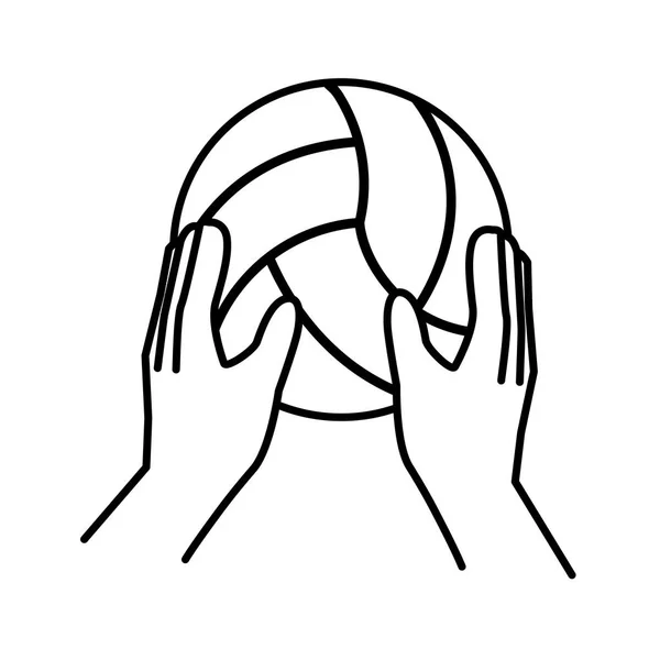 Sport hands with volleyball ball line style — 图库矢量图片