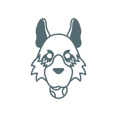 Top çizgisi ikonu olan şirin, küçük, köpeksi kafalı köpek.