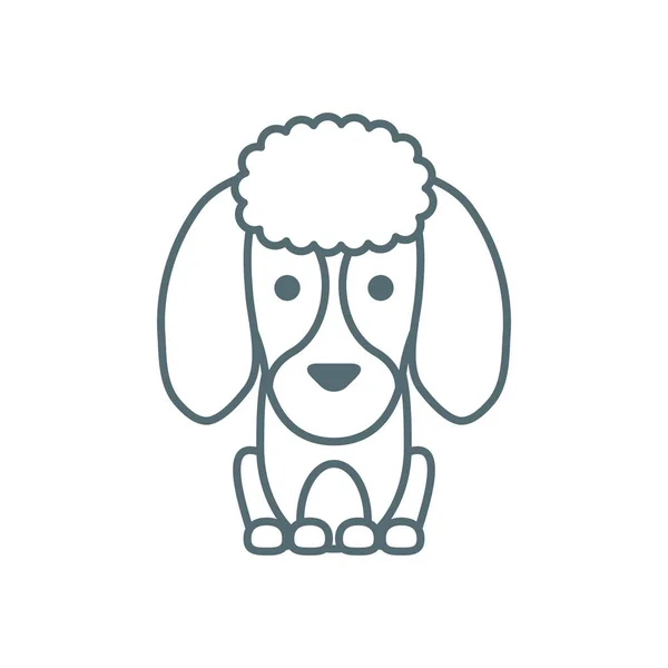 Cute little dog French poodle line style icon — стоковый вектор