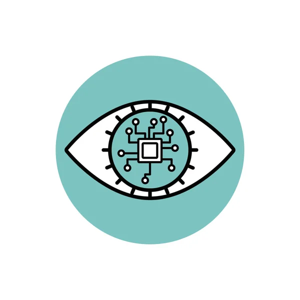 Eye and motherboard icon block design — Image vectorielle