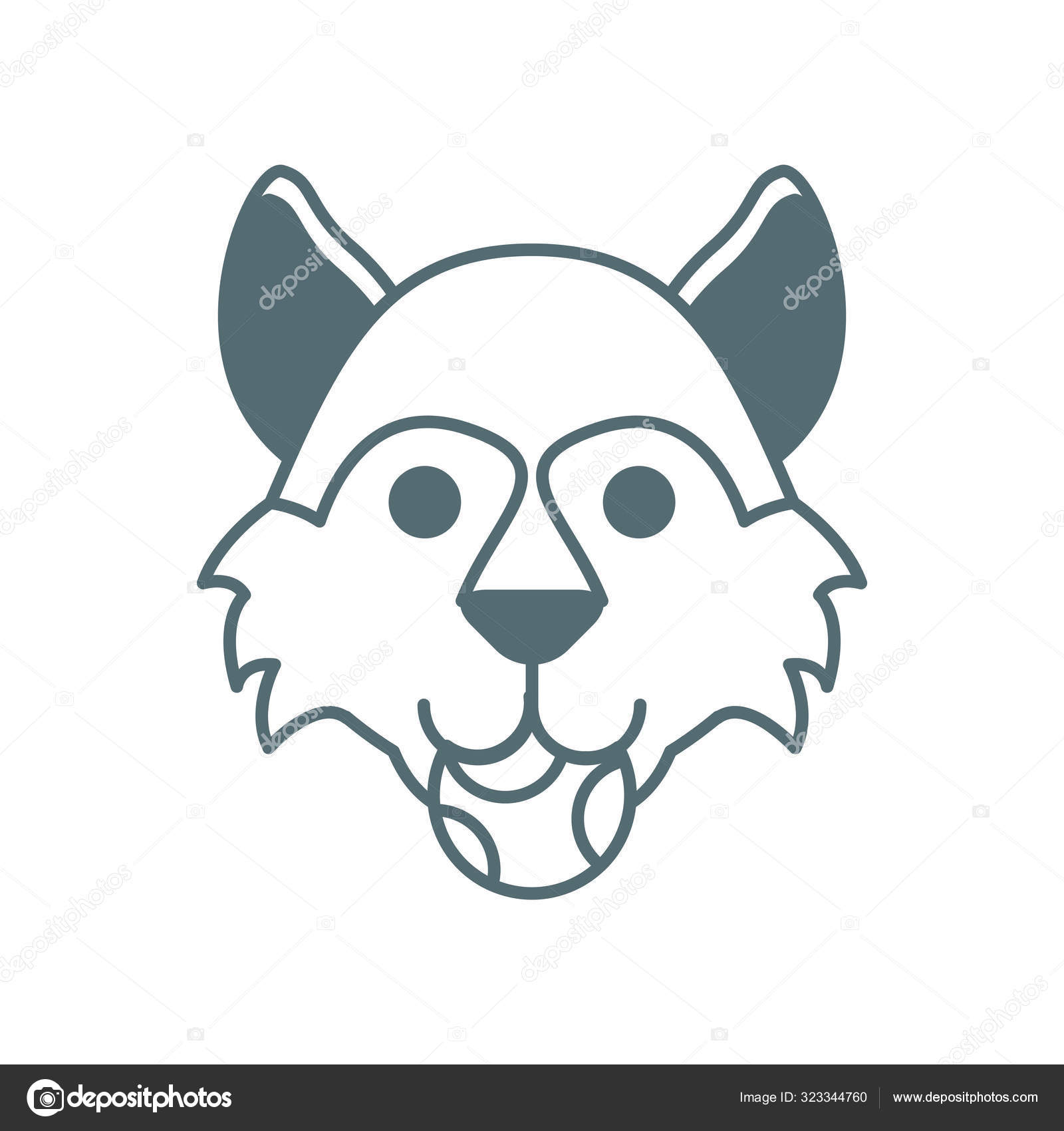 Cute Little Dog German Shepherd Head With Ball Line Style.
