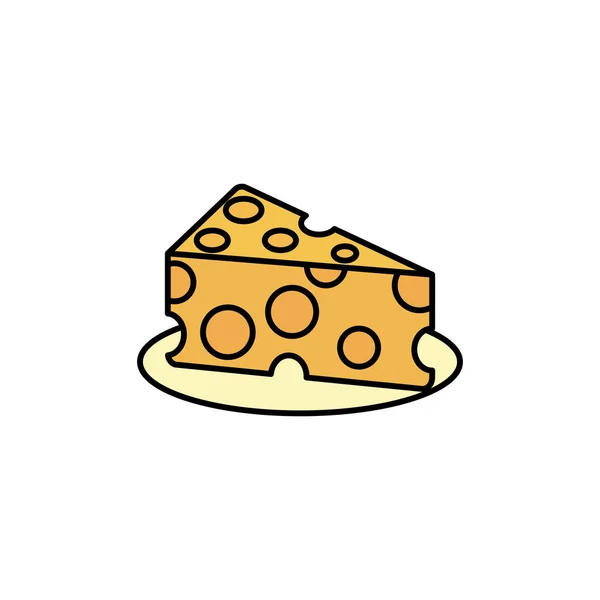 分離チーズアイコンの塗りつぶしデザイン — ストックベクタ