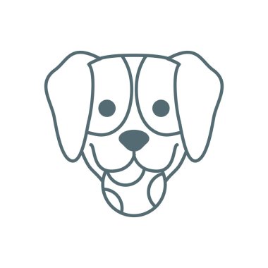 cute little dachshund head with ball dog line style icon
