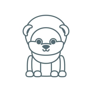 cute little dog bull mastiff line style icon