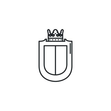 medieval shield with crown flat icon