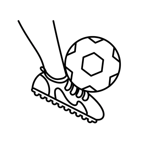 Sport fot med boll fotboll linje stil ikon — Stock vektor